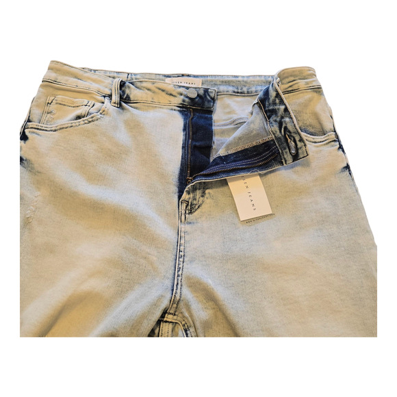 Risen Jeans Light Acid Wash Womens 2XL Straight Leg High Waist Crop Distressed - Picture 9 of 15